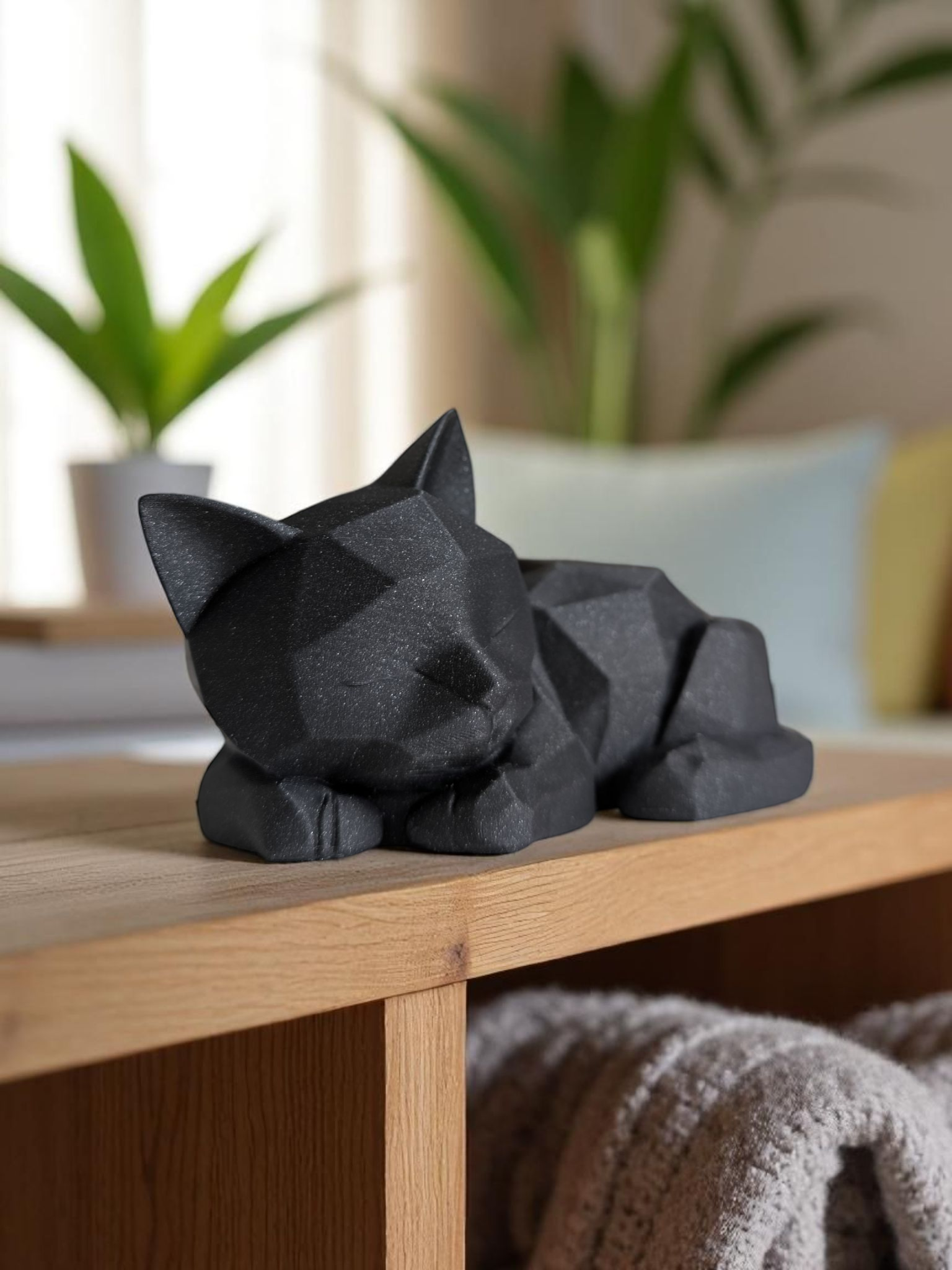 Cute Sleeping Low Poly Kitten - Detail View
